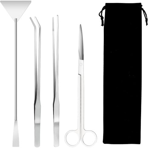 Gutsdoor Aquascape Tools Aquarium Kit, 4PCS Aquascaping Tools Kit Stainless Steel Aquatic Plants Aquascaping Tools Set for Fish Tank, Aquarium Plant Trimming