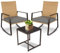 YIYAN 3-teiliges Schaukel-Bistro-Set, Rattan-Gartenmöbel-Set mit 2 Schaukelstühlen und Kaffeetisch für Balkon, Veranda und Garten (Grau)