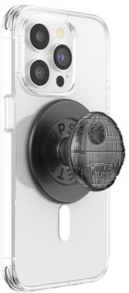 PopSockets Phone Grip for MagSafe with Kickstand, Magnetic Stand, Swappable Top, Secure Hold for iPhone MagSafe Cases, Phone & Tablet Grip, Starwars - Enamel Death Star Dimensional