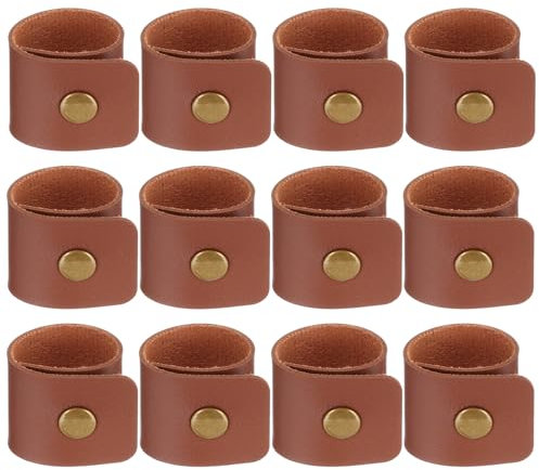 PATIKIL Serviettenringe, 12 Stück Leder Serviettenringe rustikale Halterung für Tischdekoration Thanksgiving Bauernhaus Hochzeit Herbst Bankette Abendessen Party Ornamente Klassisch, Braun