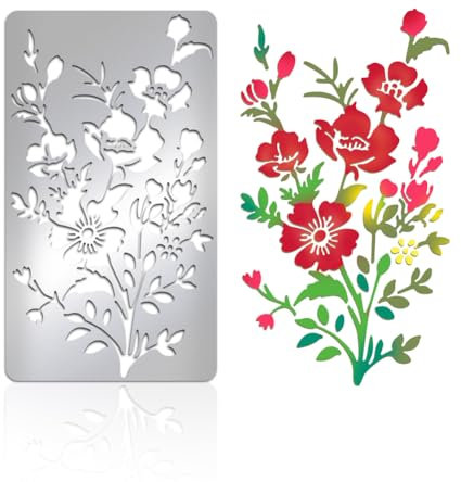 UNICRAFTALE 1 Stück Metallschablone Mit Wildblumen Blattblüten Schablonen Für Journale Blumenschablonen Edelstahl Malschablonen Vorlage Für Holzbrennschablonen Zum Zeichnen Gravieren Scrapbook