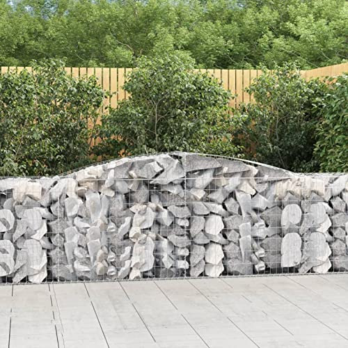 Bulliing Gabionen mit Hochbogen 3 STK. 400x50x80/100cm Verzinktes Eisen GabionenköRbe WasserzapfsäUle Garten Gabionen Zaun Gabionensteine 3146984
