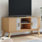 Juroupi TV-Schrank Fernsehschrank Schrank Wohnzimmer TV Cabinet TV Sideboard Wohnzimmer OLDEN Grau und Braun 114x43x57 cm Massivholz Kiefer