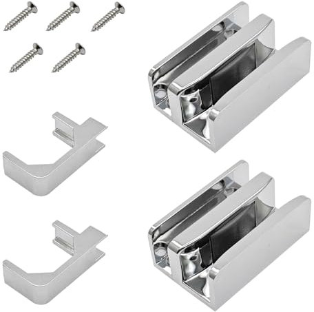2 Pcs Silver Shower Glass Door Fitting Slide, Sliding Shower Door Bottom Rail with Fitting for 8 mm Thick Glass Door (Size: 60x38x23 mm)