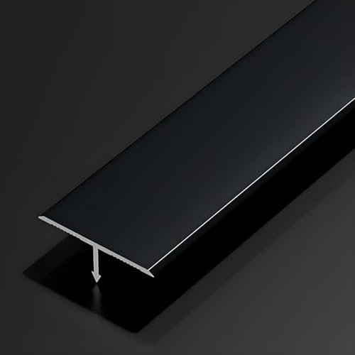 Raouoae Dekorative T-Form Übergangsschiene 90 cm * 3 Stück Bodenprofil Für Laminat Und Parkett Laminate Flooring Trim Einfache Installation Ohne Bohren(Schwarz,Breite: 40 mm)