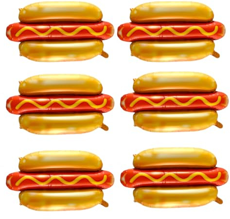 Riesige Hotdog-Ballons, Lebensmittel-Folienballon, Picknick, Snacks, Grillparty, Dekoration, Fast Food, Burger, Kindergeburtstag, Babyparty, Zubehör, Outdoor-Dekoration, 6 Stück