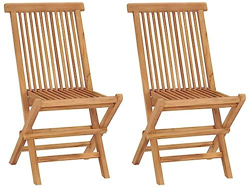 Iiaky Klappbare Gartenstühle 2 STK. Massivholz Teak StüHle Stapelbar Hochlehner Gartenstuhl