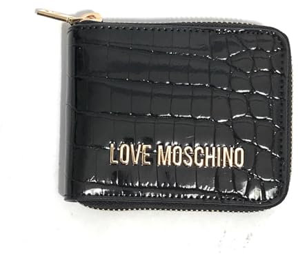 Moschino Portafoglio donna Love zip around shiny croco nero logo gold A25MO44 JC5639PP0LKJ0000 NERO
