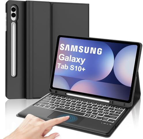 JADEMALL Tastiera con Trackpad per Samsung Tab S10 Plus/S10+/S9 FE Plus 12.4, Italiano QWERTY Tastiera Retroilluminata Magnetica Staccabile per Tablet Samsung S10+/S10 Plus 12.4, Nero