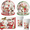 Bikasun Weihnachten Partygeschirr Set, Weihnachts Pappteller Tassen Servietten Weihnachten Party Deko, Weihnachtsmann Elch Schneeflocke, Severs 10 Gäste, Weihnachten Geschirr Set