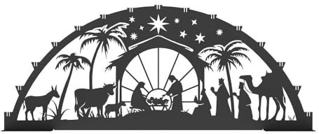 KNOBLOCH Schwibbogen Metall, schwarz, für draußen, Motiv Weihnachten