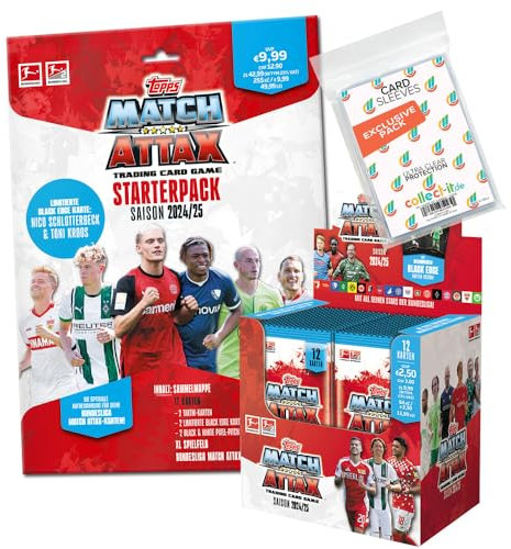 Bundle mit Topps Match Attax Bundesliga - 2024/2025-1 Starter + 1 Display (36 Booster) + Exklusive Collect-it Hüllen