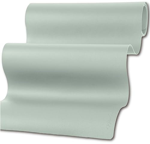 Mahewa® Premium Tischläufer aus Leder-Imitat - Kunstleder Tischläufer abwaschbar und wasserdicht - Leder-Tischläufer Tischband in Lederoptik (Eckig, 135x30, Salbei)