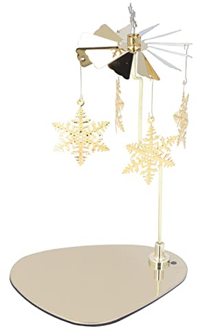Drehender Kerzenhalter, Gold Rotierender Metall Spinner Teelichthalter, #1 | Kerze Teelicht Karussell mit Tablett für Tischdeko Wohnzimmer Deko, Valentinstag, Hochzeit, Partydeko