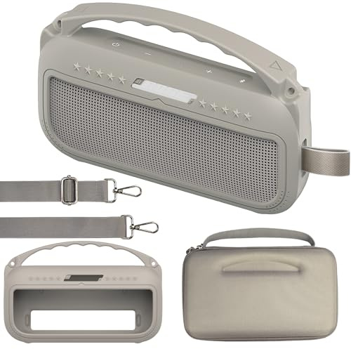 JCHPINE Silicone Cover and Hard Travel Case for Bose SoundLink Flex Bluetooth Portable Speaker, Protective Holder for Bose SoundLink Flex Speaker Accessories (Sandstone Case)
