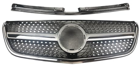 Auto Kühlergrill Für Benz W447 V Vito 2015 2016 2017 2018 2019 Tuning Upgrade Fronteinlass Stoßstangengrill Racing Grill GT Diamond Facelift Sport Kühlergrill(Vito Diamond Silvery)
