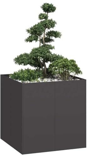 Generisch jiangboyue-860780 Pot de fleurs en acier Noir 80 x 80 x 80 cm