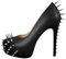 blingqueen Stiletto High Heels Runde Zehen Pumps Plateau Damenschuhe Slip on Punk Stil mit Nieten Glattleder Schwarz 45 EU