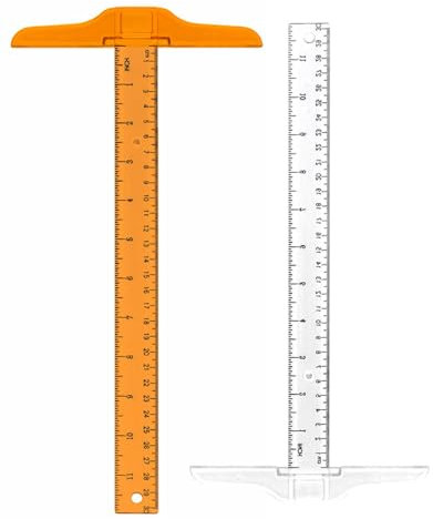 FDCGAS 2pcs lineal 12 Zoll/ 30 cm T Square Kunststoff Transparent T-Lineal zum Zeichnen und Allgemeine Layout Arbeiten