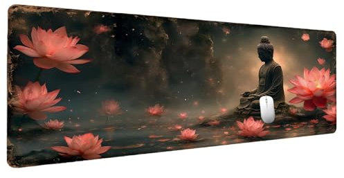 Flower Mouse Mat Large 700x300mm XXL Mouse Pad Zen Gaming Mousepad, Desk Pad Pc Accessories Mousemat Soft Smooth Surface and Anti-Slip Rubber Base, Gaming Mat Desk Accessories for Men Office Decor Q-1