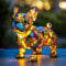 Nachtlicht Katze und Hund,LED Katzenlampe Mosaik,Buntglas-Tierform, Tischlampe aus gebeiztem Harz, Vintage-Stil,Katzen Lampe mit warmem Umgebungslicht Wohndeko für Hundeliebhaber (F)
