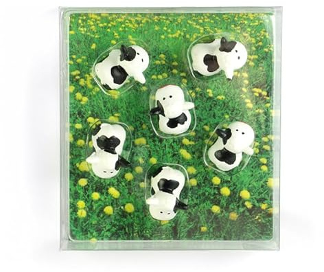 Kraftheld | 6er Set Deko-Magnete Cow | Kuh-Magnete, Weide, Blumenwiese | bunt, dekorativ, farbenfroh | Kühlschrankmagnete in Form von Tieren | Magnet-Deko als Geschenk