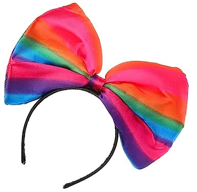 PACKOVE Bunte Regenbogen Stirnband mit Schleife Leichtes Party Haar Accessoire für Damen Rutschfester Haarschmuck für Cosplay Performance Jga und Festliche Anlässe