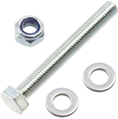 AERZETIX - Set di 25 bulloni a testa esagonale M5x40 mm + 50 rondelle + 25 dadi esagonali autobloccanti M5 per montaggio fai-da-te e fissaggio leggero | acciaio