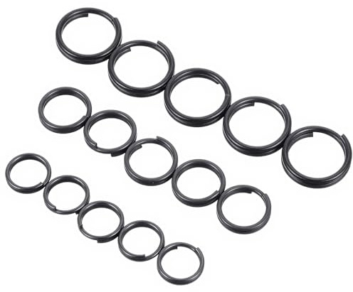 Ymapinc 60 Stück Schlüsselringe Klein Metall Schlüsselring Schwarz Runder Schlüsselanhänger Ringe für DIY Handwerk Anhänger Schlüsselzubehör(10/12/15 mm)