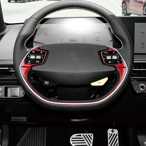 KUNGKIC Für Kia EV6 GT EV 2022 2023 2024 2025 Kohlefaser Auto Lenkrad Frame Lenkradtastenrahmen Dekorativ Aufkleber Innenbereich Zubehör
