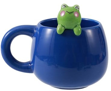 I-TOTAL® - Taza de Cerámica con Animales de Cerámica en el Borde, Taza para Té o Café (FROGGY)