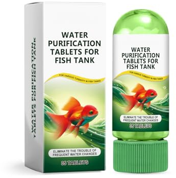 Potentes Tabletas De Purificación De Agua para Acuario,Agente Purificador Agua para Peceras,Rápida,Elimina la Turbidez Y Las Impurezas,1 Botella x 35 Tabletas