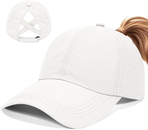 Voqeen Damen Basecap mit Zopf Loch Sommer Cap Pferdeschwanz Kappe Atmungsaktiv Sport Cap Schnelltrocknend Lauf Cappy Outdoor Mütze Sonnenschutz