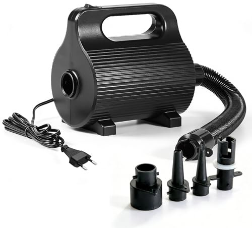 Elektrische Luftpumpe für Luftmatratze, 400W-600W Luftpumpe Elektrisch mit 4 Düsen, Tragbare Pumpe für Luftmatratzen, Pools & Schwimmhilfen