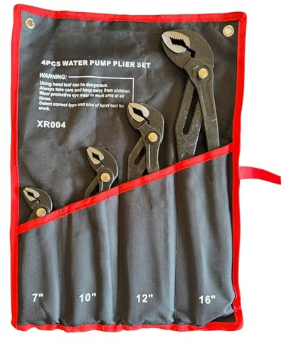 Topolenashop Set 4 Pinze Pappagallo Regolabili 175–250–300–400 mm | Pinze Poligrip con Bottone a Scatto | Chiave Pappagallo per Tubi e Dadi | Uso Professionale XR004