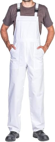 MAZALAT work wear Salopette da Lavoro Uomo, Taglie Grandi S-3XL, Made in EU, Colori Diversi, Tuta da Lavoro Uomo Qualità, Bianco, L