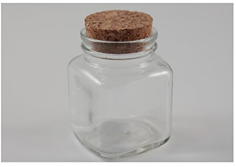 Bomboniere 12 BARATTOLI in Vetro Quadrato per Confetti con Tappo in Sughero 80 ML 6.5 X 5 CM