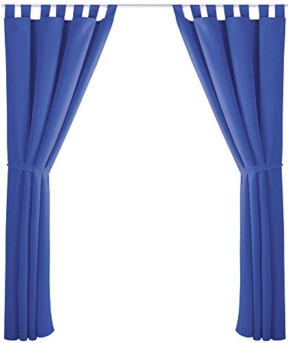 Bestlivings 2er Set Dekoschal mit Schlaufe, inkl. Raffhalter & Haken, blau in 140x225 cm