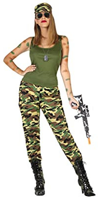Atosa disfraz militar mujer adulto camuflaje verde XL