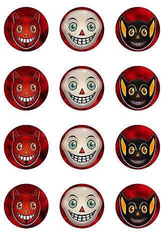 Muffinaufleger Cupcakes Muffins Halloween Zuckerpapier Teufel Clown Fledermaus HW26
