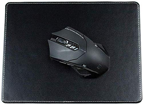 DELMON VARONE - Personalisierbares Mauspad aus Cambridge Top Grain Leder schwarz, Echtleder Mousepad mit rutschfester Rückseite aus Vlies, Elegante PC Maus Unterlage für Büro und Gaming personalisiert