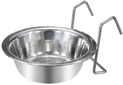 Wontee Pet Bowl Stainless Steel Hanging Food Water Bowls Bird Cage Feeder for Birds, Parrots, Small Sized Dogs and Cats (S)