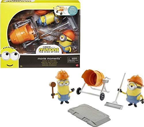 Minions GMF16 - ,,Minions: Auf der Suche nach dem Mini-Boss Movie Moments Actionfiguren, verschiedene Minions (16 cm) Bauarbeiter-Zubehörteilen aus dem Film, tolles Geschenk für Fans ab 4 Jahren