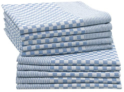ZOLLNER 10er Set Grubentücher, 54x100 cm, Baumwolle, blau weiß kariert
