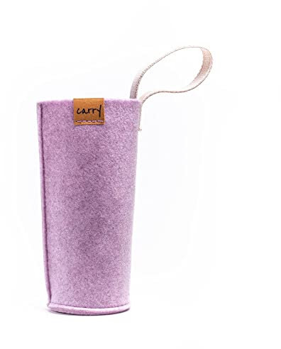 Carry Sleeve Schutzhülle für Glasflasche 1,0l | Hergestellt aus reycelten PET-Flaschen | Waschbar | Mit praktischer Trageschlaufe | Handgenäht in Deutschland | Vegan (Magnolie)