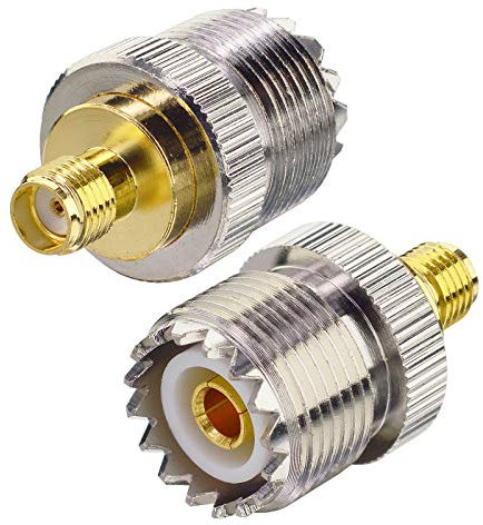 Boobrie UHF zu SMA Adapter 2 Stück UHF SO239 Buchse auf SMA Buchse Adapter 50 Ohm HF-Koaxial Adapter CB-Funkantennenanschluss SO239 Koaxialstecker für Wifi-Antenne HF Radio Anwendung usw.