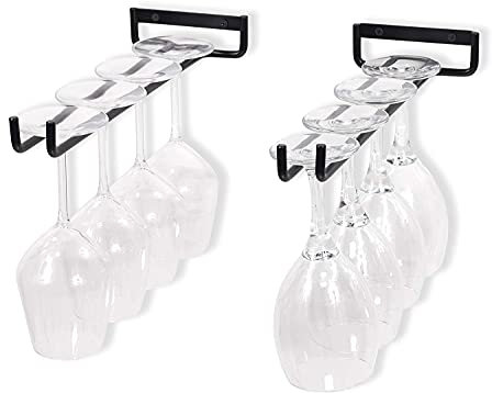 NO Colgador para Copas, 2 Piezas Soporte Copas Colgante Negro De Soporte Para Vasos De Hierro Adecuado Para 4 Copas Estante De Exhibición Para Copas De Vino Montado En La Pared Para Gabinete De Vino