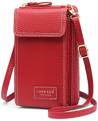 REETEE Handytasche zum Umhängen Damen Handy Umhängetasche mit Geldbörse PU Leder Handy Schultertasche Damen Geldbeutel Klein Crossbody Tasche Handy mit Kartenfächer Passt Handy unter 6,5 (rot-1)