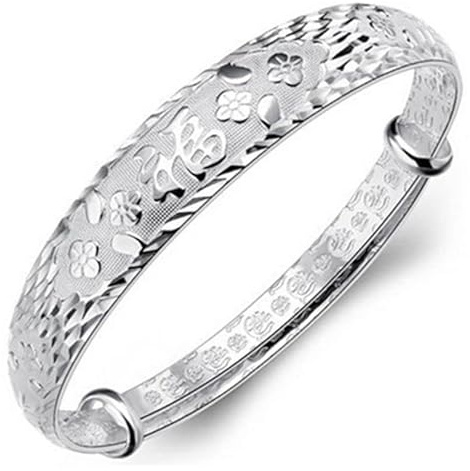 Bracciale Argento Donna,Bracciale Da Donna In Argento 925 Vintage Regolabile Cinese Bracciale Fortunato Bracciale Rigido Gioielli In Argento Sterling Regali Di Compleanno Per Sorelle Amiche Coppie M