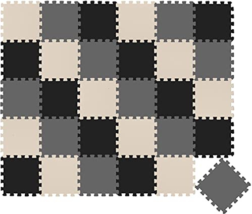 LittleTom 27 Teile Spielmatte Baby Puzzlematte ab Null - 30x30 cm Krabbelmatte Bodenmatte Kinder - Puzzle Teppich Kinderzimmer Matte - Outdoor Bodenschutzmatte Spielteppich Eva Schaumstoff Isomatte